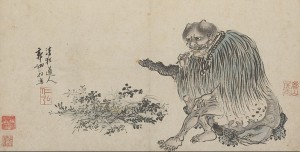 Mythical sage Shennong, also called the Divine Farmer, as depicted in an old Chinese painting
